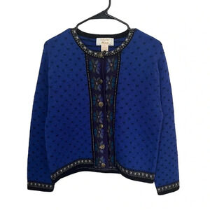 Vintage Nordic Blue Metal Button Sweater PS Wool